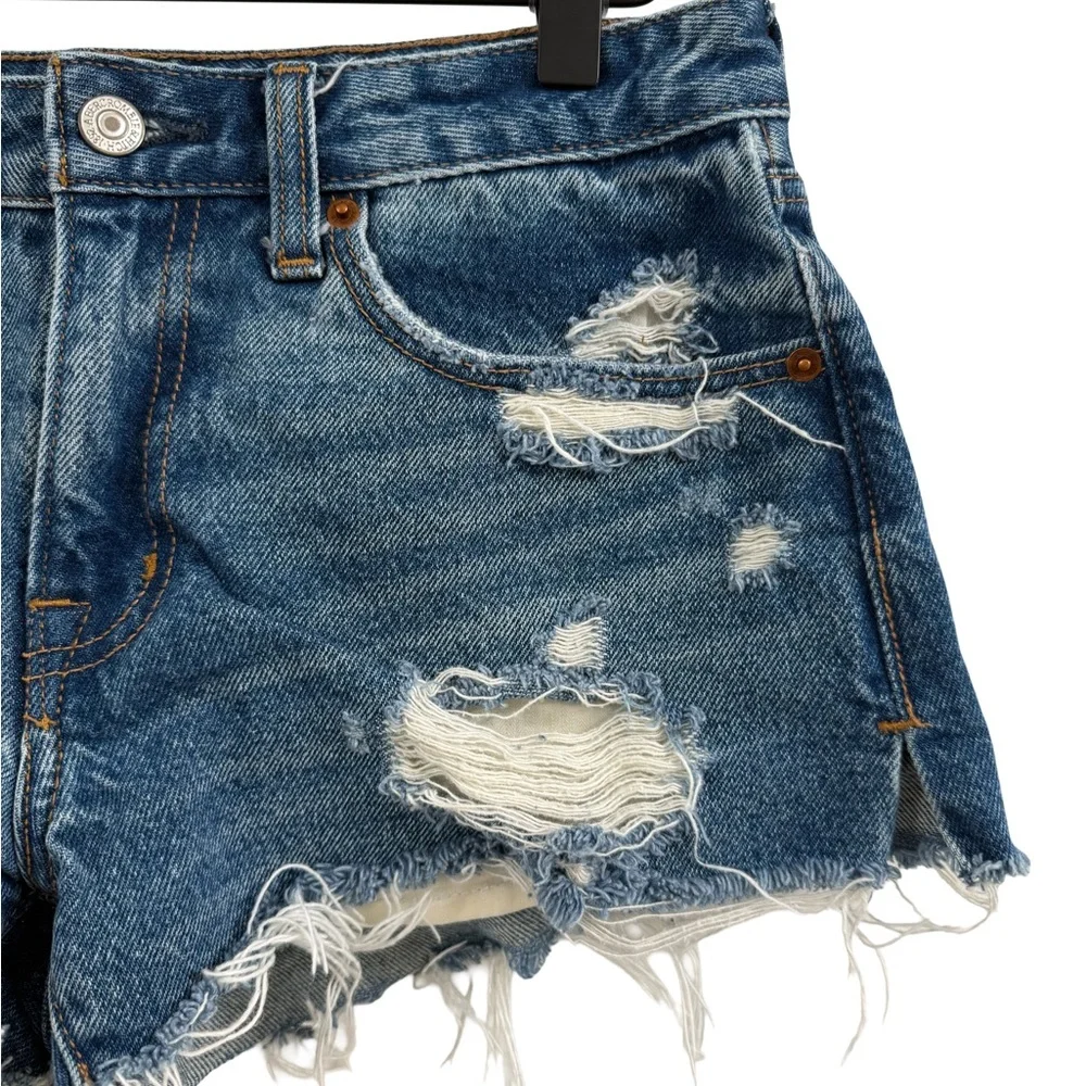 Abercrombie & Fitch Ripped Blue Jean Shorts - Picture 2 of 9